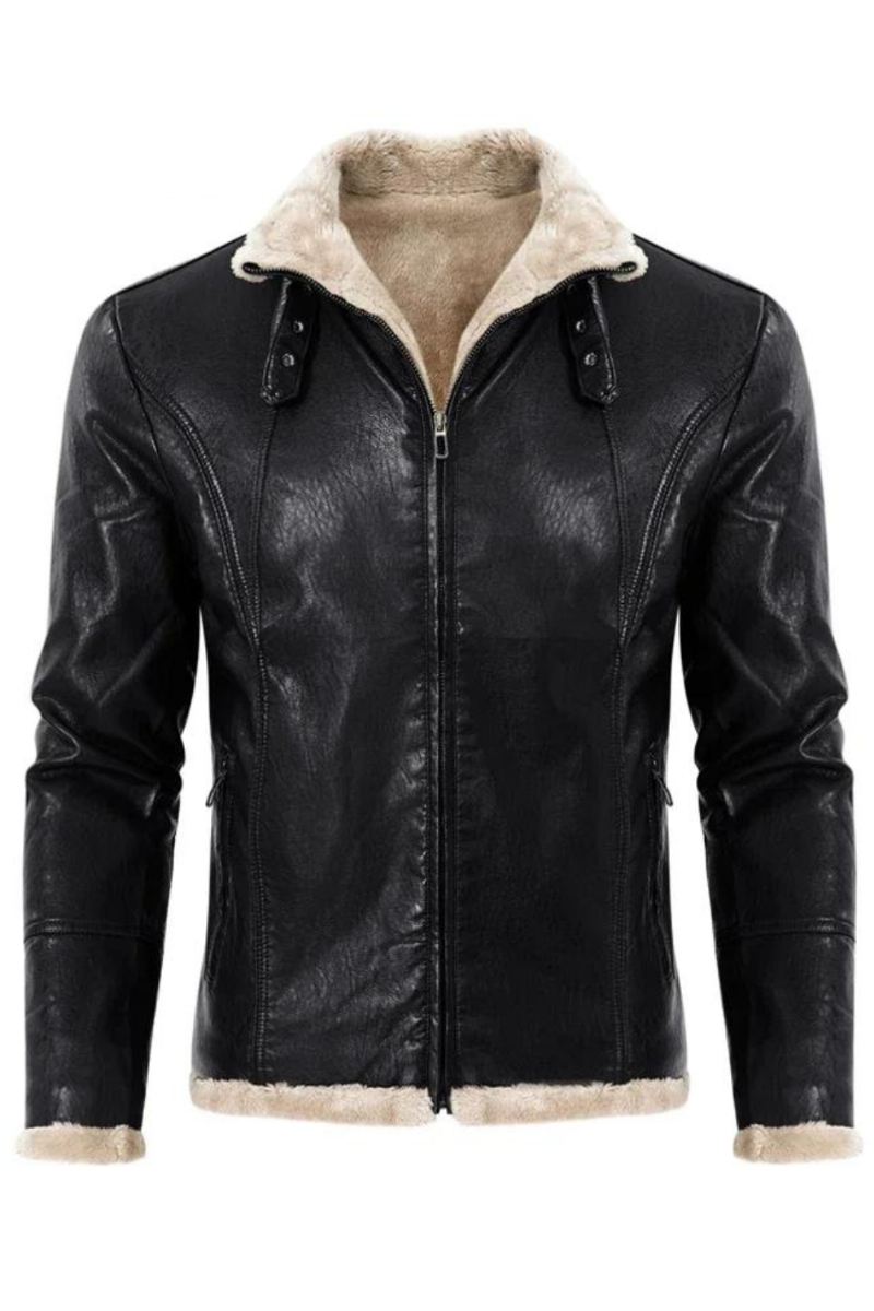 Menn Jakke Faux Fur Coats Skinn Vintage Motorsykkel Biker Jacket