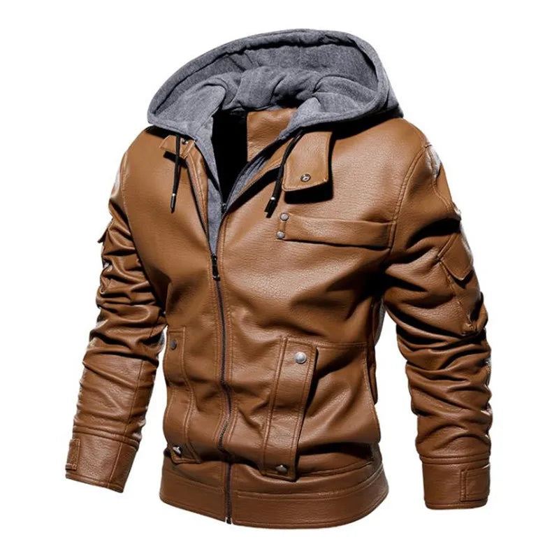 Vinter Skinnjakker For Menn Uformelt Motorsykkeljakke Biker Fleece Varme Jakker Windbreaker Skinnjakke - Svart