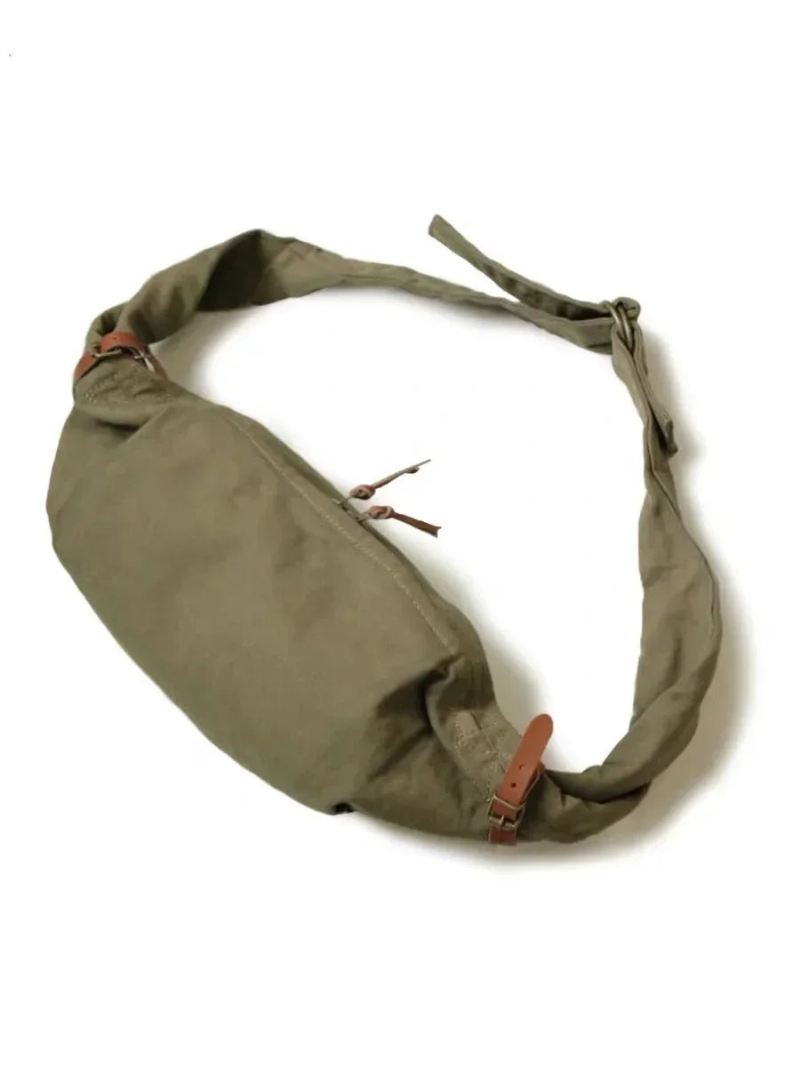 Bag Army Green Sun Tide Canvas Single Diagonal Span Leather - Militærgrønn