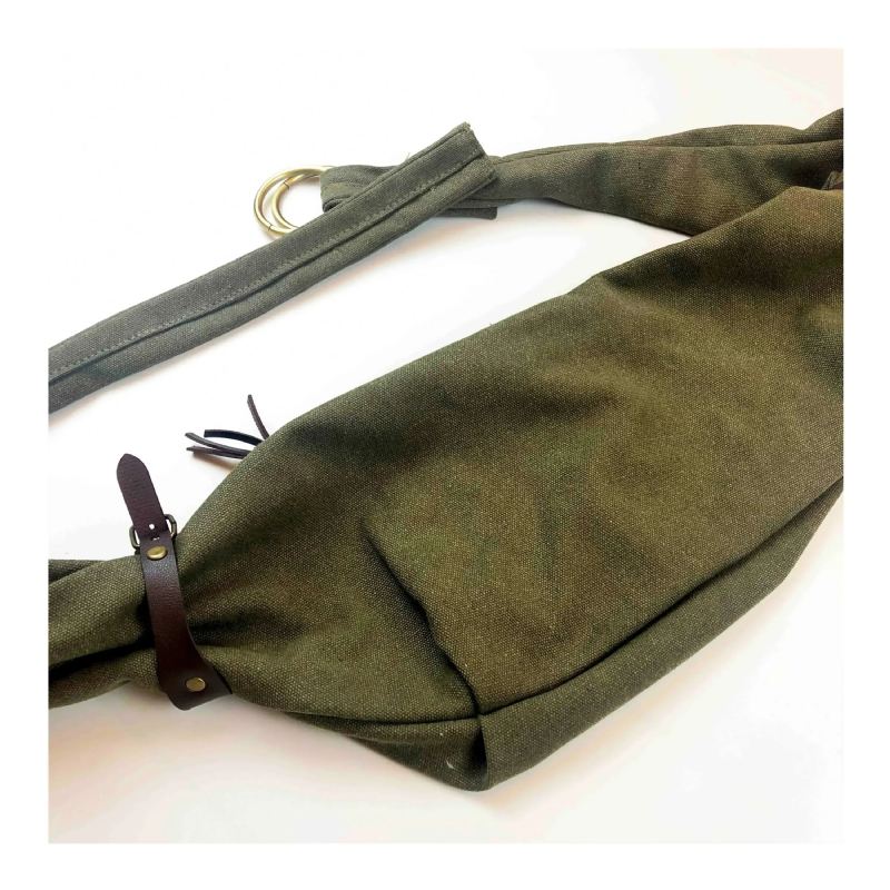 Bag Army Green Sun Tide Canvas Single Diagonal Span Leather - Militærgrønn