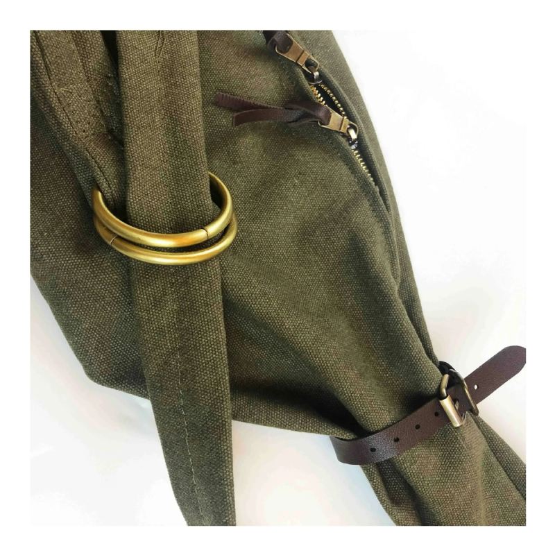 Bag Army Green Sun Tide Canvas Single Diagonal Span Leather - Militærgrønn