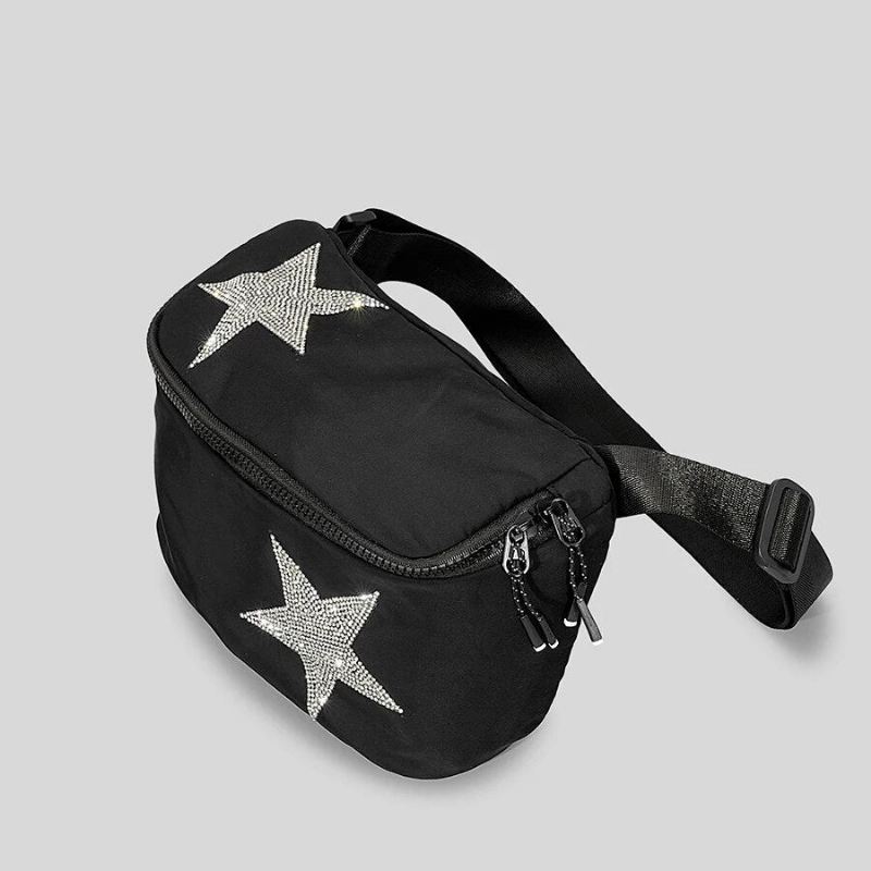 Casual Diamonds Stars Pattern Crossbody-vesker For Kvinner Designer Lerretsskuldervesker Luksus - Stor Svart