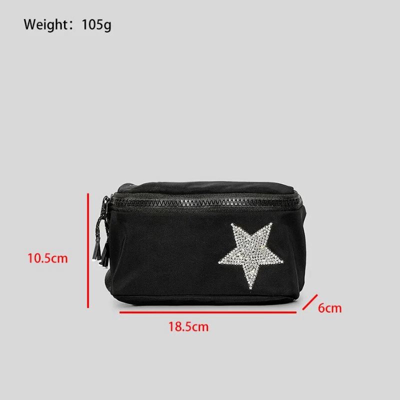 Casual Diamonds Stars Pattern Crossbody-vesker For Kvinner Designer Lerretsskuldervesker Luksus - Stor Svart