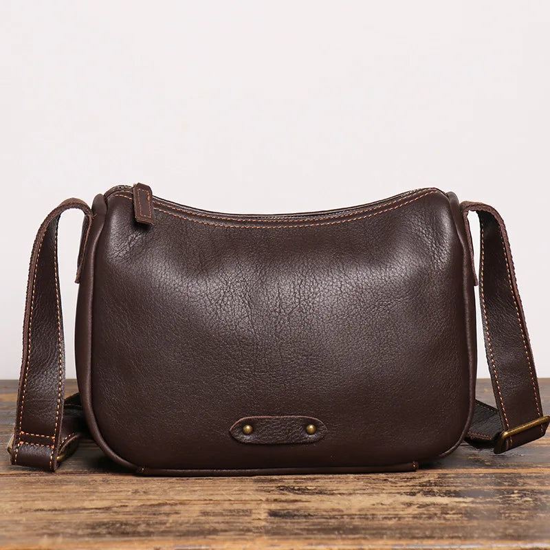 Cross-border Skulderveske I Skinn For Menn Kvinners Crossbody Bag For Ungdom - Kaffe