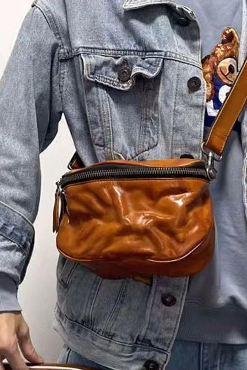 Crossbody Bag Lær Salveske For Menn Ryggsekk Tilfeldig Vegetabilsk Garvet Skinn