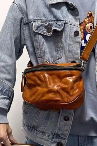 Crossbody Bag Lær Salveske For Menn Ryggsekk Tilfeldig Vegetabilsk Garvet Skinn