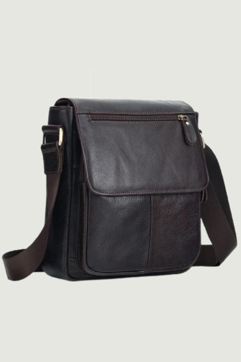 Ekte Lær Menn Vintage Håndvesker Klaff Herre Skuldervesker Casual Messenger Bags Crossbody Bag