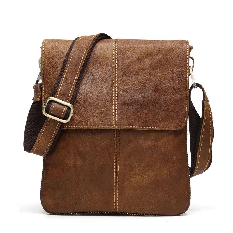 Ekte Skinn Herrevesker Mannlig Klaffveske Casual Skulder Crossbody-veske Håndvesker - Gul