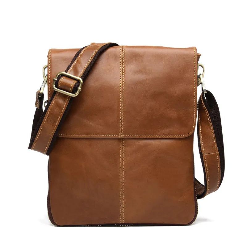 Ekte Skinn Herrevesker Mannlig Klaffveske Casual Skulder Crossbody-veske Håndvesker - Gul