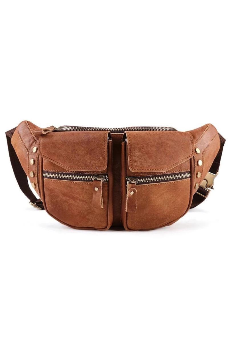 Ekte Skinn Menn Messenger Bag Casual Crossbody Bag Håndveske Mann Reise Skulder Brystveske