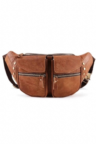 Ekte Skinn Menn Messenger Bag Casual Crossbody Bag Håndveske Mann Reise Skulder Brystveske