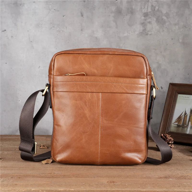 Herreveske Casual Personality Skinn Retro Messenger Bag - Oransje