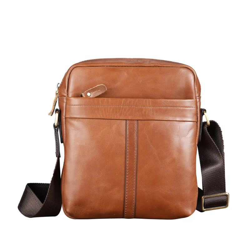 Herreveske Casual Personality Skinn Retro Messenger Bag - Oransje