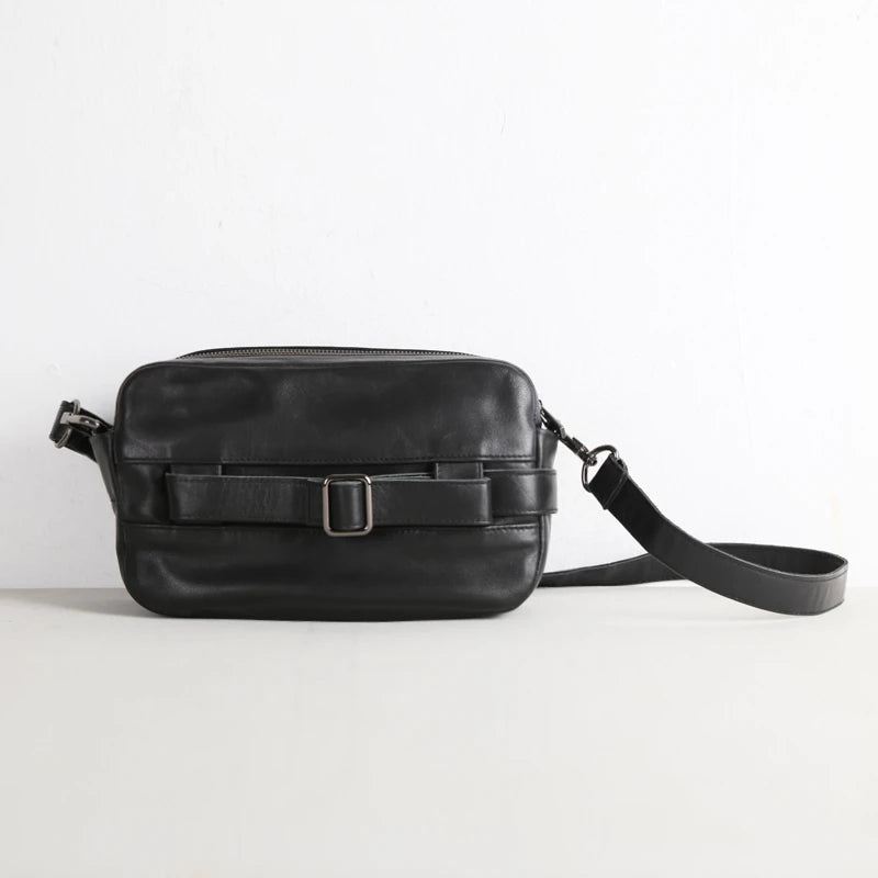 Herrevesker Skinnoverdel Uformell Mannlig Oppbevaring Messenger Skulderveske Small Crossbody Pack Håndvesker - Svart