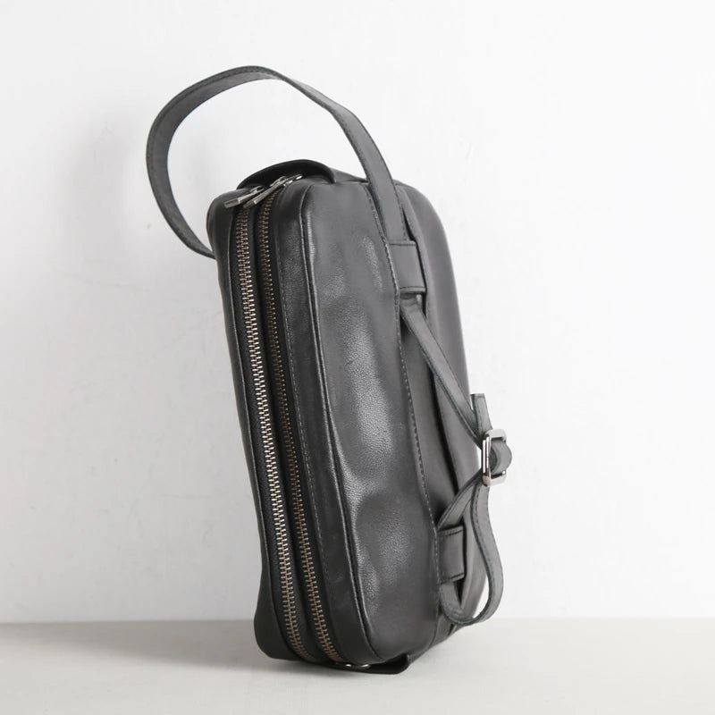 Herrevesker Skinnoverdel Uformell Mannlig Oppbevaring Messenger Skulderveske Small Crossbody Pack Håndvesker - Svart