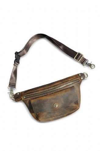 Leather Travel Retro Fanny Midjebelteveske Brystpakkeveske For Menn