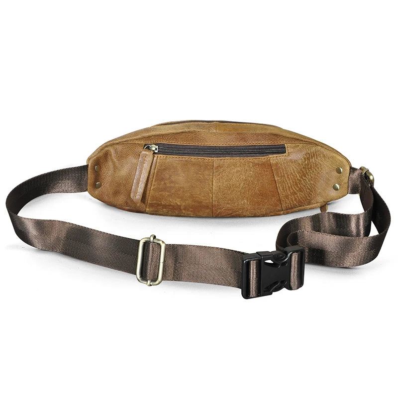 Leather Travel Retro Fanny Waist Belt Bag Bryst Pack Sling Bag Case For Menn - Brun