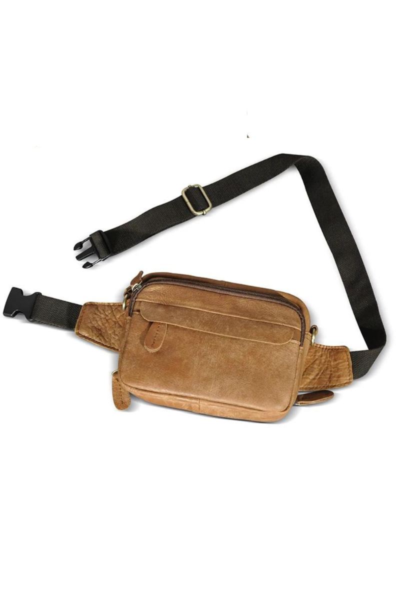 Leather Travel Retro Fanny Waist Belt Bag Bryst Pack Sling Bag Design For Menn