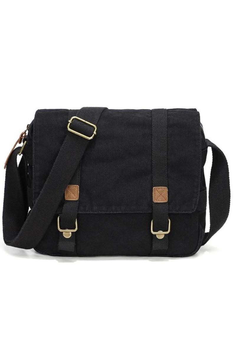 Lerretsveske Retro Lerrets Skulderveske Trend Menns Uformelle Veske Crossbody-veske - Grønn