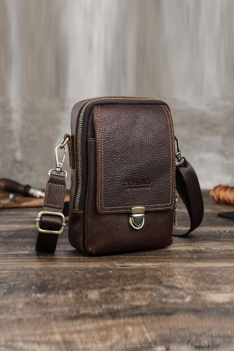 Liten Messenger Bag For Menn I Ekte Skinn Uformell Skulderveske Med Crossbody Med Reiseveske