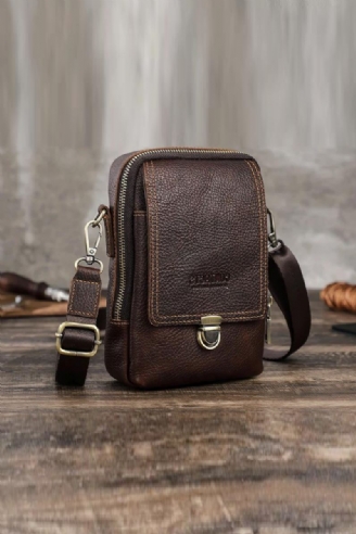 Liten Messenger Bag For Menn I Ekte Skinn Uformell Skulderveske Med Crossbody Med Reiseveske