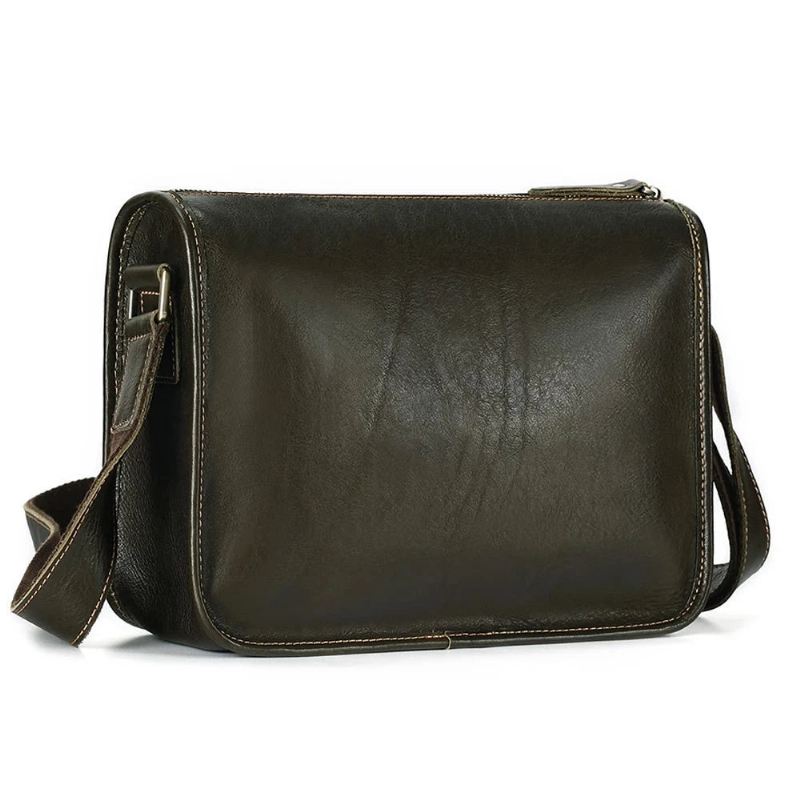 Liten Messenger-veske I Ekte Skinn For Menn Business Work Uformelt Crossbody-vesker Lær Skulderveske - Kaffe