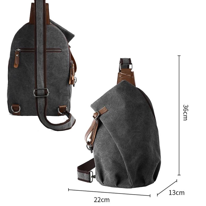 Menn Brystveske Canvas Sling Bag Glidelås Fritid Slitesterk Crossbody Bag - Grå