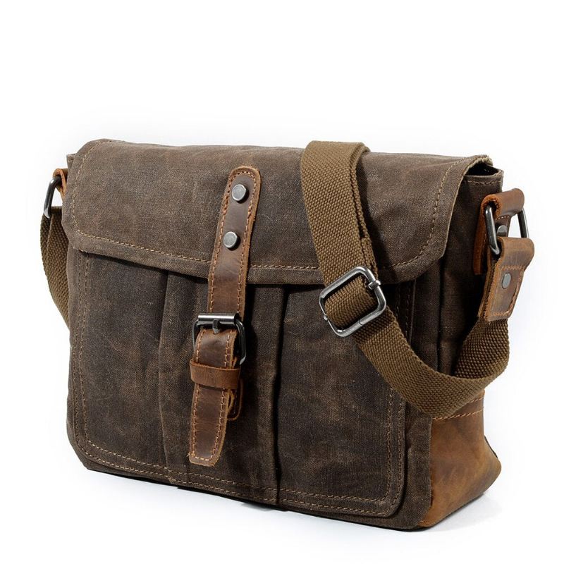 Menn Crossbody-vesker Mannlig Høykvalitets Vintage Skulderveske Casual Solid Messenger Bag Vanntette Vesker - Grågrønn