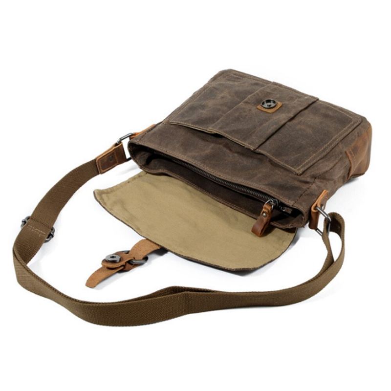 Menn Crossbody-vesker Mannlig Høykvalitets Vintage Skulderveske Casual Solid Messenger Bag Vanntette Vesker - Grågrønn