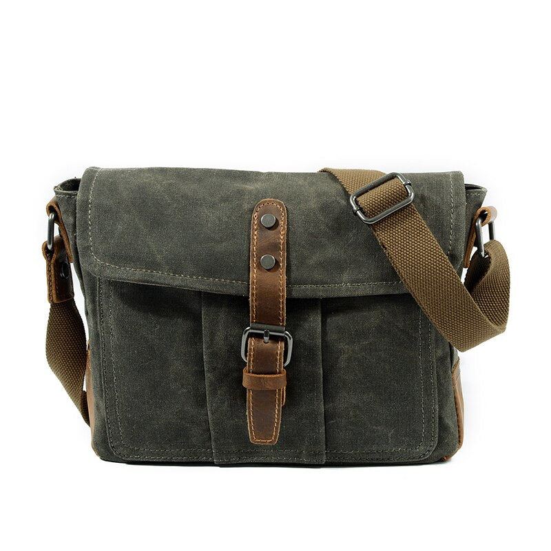 Menn Crossbody-vesker Mannlig Høykvalitets Vintage Skulderveske Casual Solid Messenger Bag Vanntette Vesker - Grågrønn