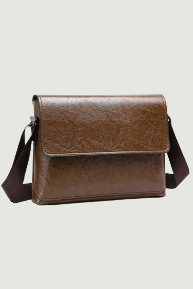 Menn Lær Håndveske Skuldervesker Mannlig Business Casual Crossbody Bag Multifunksjonell Solid Messenger Bag Veske