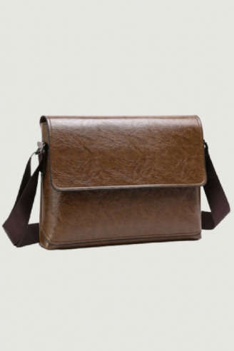 Menn Lær Håndveske Skuldervesker Mannlig Business Casual Crossbody Bag Multifunksjonell Solid Messenger Bag Veske