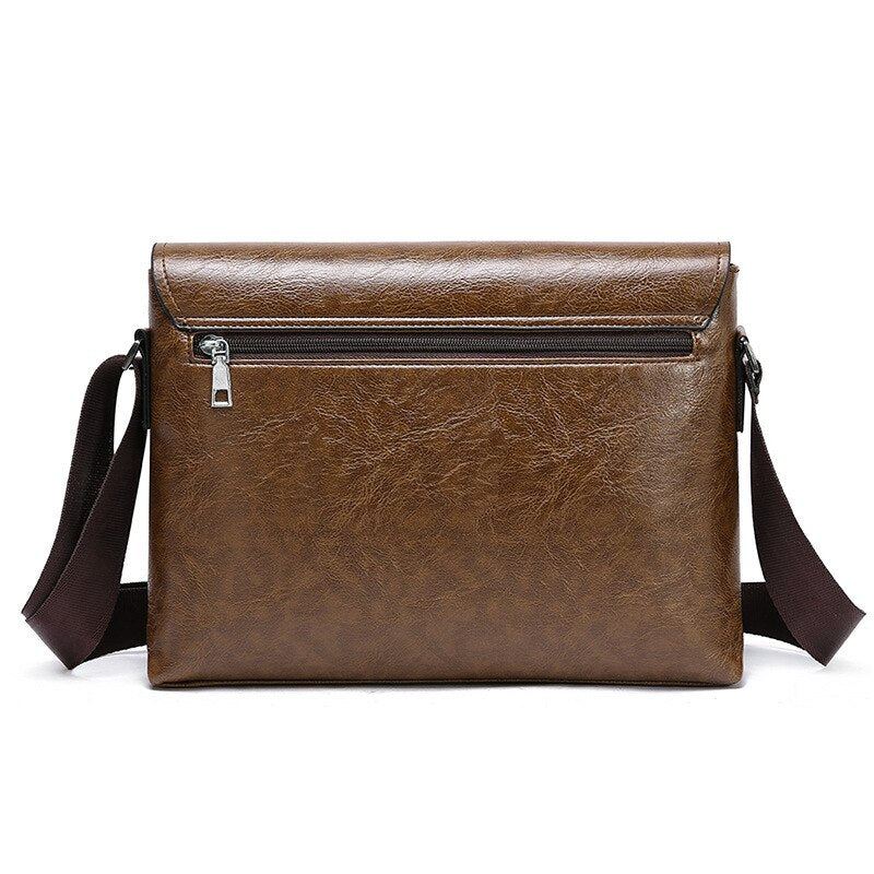 Menn Lær Håndveske Skuldervesker Mannlig Business Casual Crossbody Bag Multifunksjonell Solid Messenger Bag Veske - Lys Brun