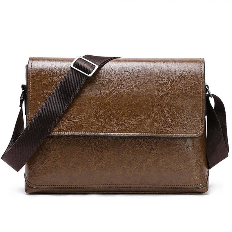 Menn Lær Håndveske Skuldervesker Mannlig Business Casual Crossbody Bag Multifunksjonell Solid Messenger Bag Veske - Lys Brun