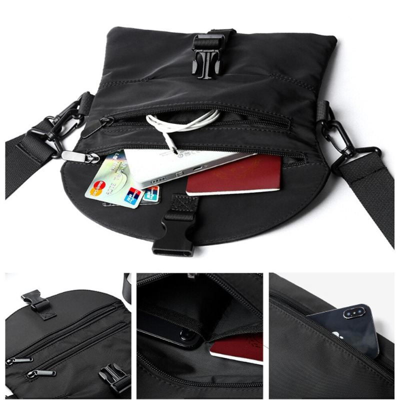 Menn Messenger Bag Oxford Crossbody Bags Male Business Soft Håndvesker Mini Hand Bag - Svart