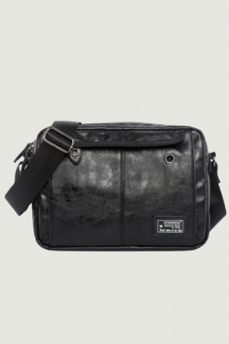 Menn Skinn Messenger Bag Herre Crossbody Reiseveske Fritid Skuldervesker Skulderveske Svart Veske