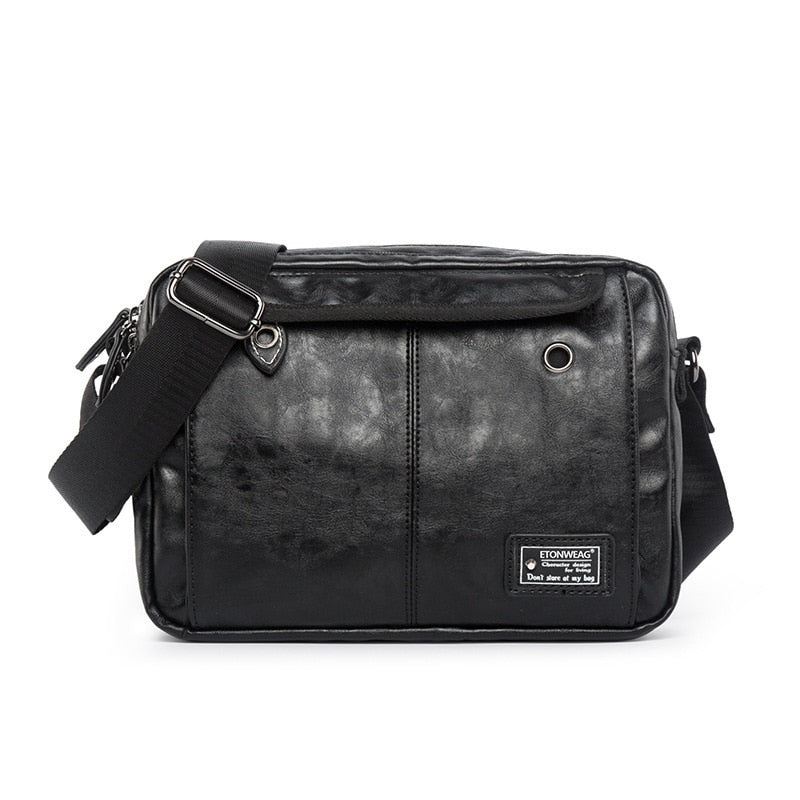 Menn Skinn Messenger Bag Herre Crossbody Reiseveske Fritid Skuldervesker Skulderveske Svart Veske - Svart