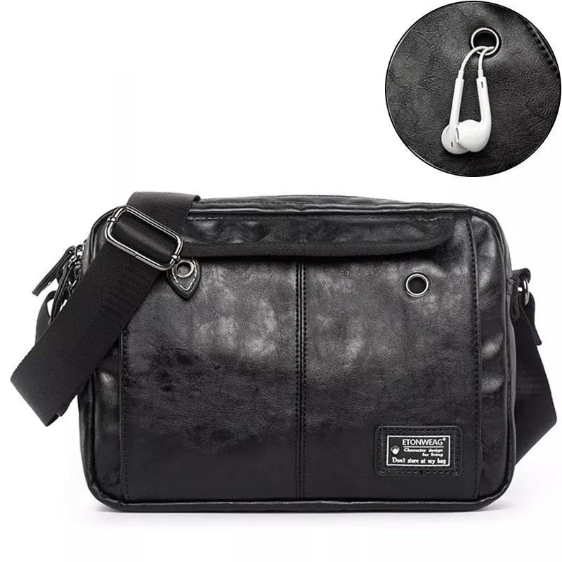 Menn Skinn Messenger Bag Herre Crossbody Reiseveske Fritid Skuldervesker Skulderveske Svart Veske - Svart