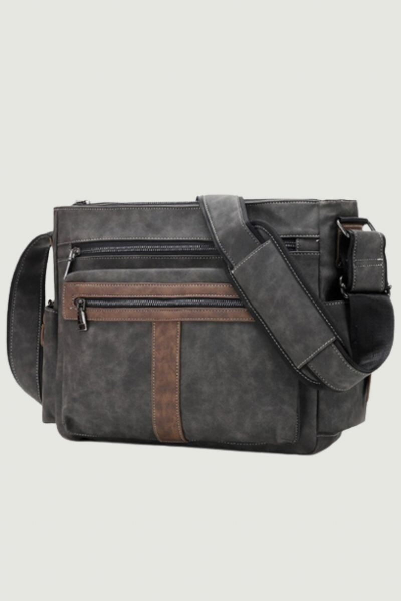 Menn Skinn Skuldervesker Casual Vintage Crossbody Bag Stor Kapasitet Reisevesker Messenger Bag Satchels