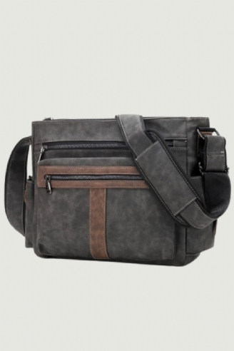 Menn Skinn Skuldervesker Casual Vintage Crossbody Bag Stor Kapasitet Reisevesker Messenger Bag Satchels