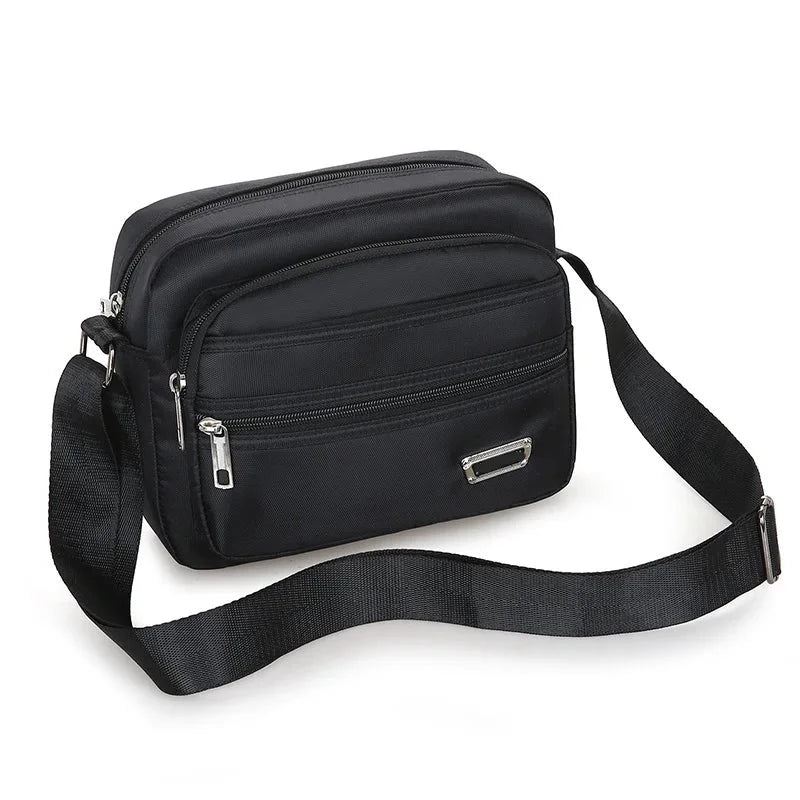 Messenger Bag For Menn Mini Business Skuldervesker Casual Cross Body Bags Herre Flerlags - Svart