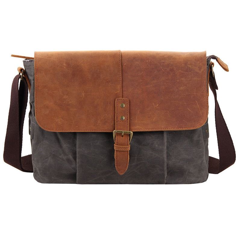 Messenger-veske I Lerret For Menn Til Uformelt Vintage Skuldervesker Vanntette Crossbody-vesker Høykvalitets Reiseveske - Grå