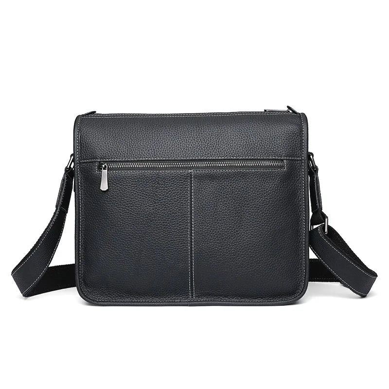 Messenger-vesker I Ekte Skinn For Menn Business Crossbody-vesker Skinnvesker - Svart