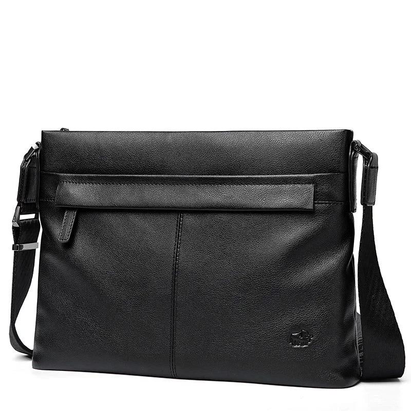 Messenger-vesker I Ekte Skinn For Menn Crossbody Casual-vesker For Gratis Frakt - Svart