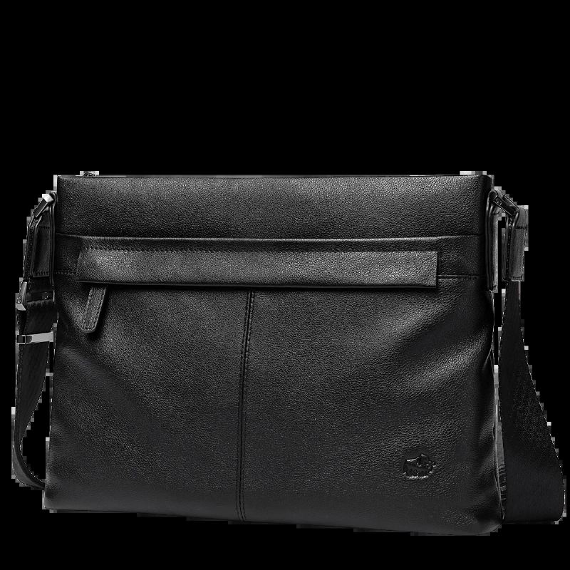 Messenger-vesker I Ekte Skinn For Menn Crossbody Casual-vesker For Gratis Frakt - Svart