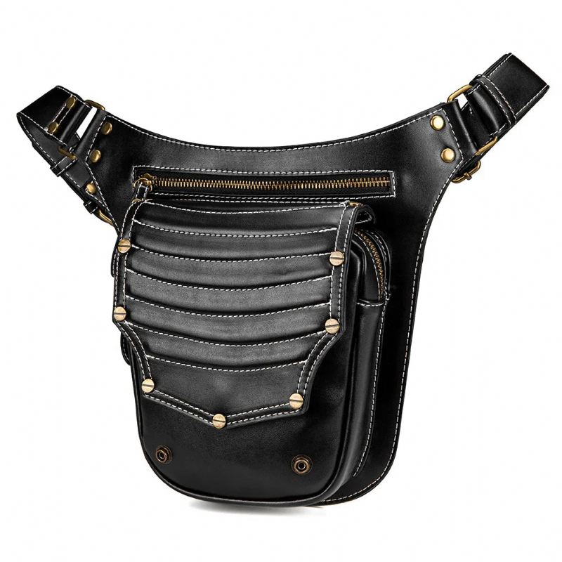 Punk Bag Dame Retro Outdoor Bag Trend Messenger Bag Herre Skulderveske Fanny Pack Leg Bag Pose Bum Bag Midjeveske - Svart