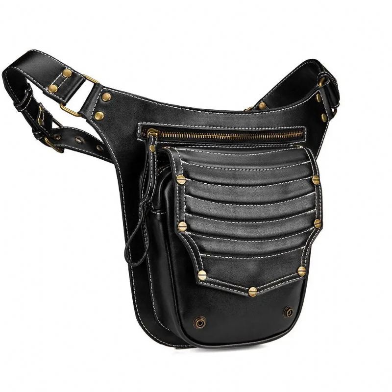 Punk Bag Dame Retro Outdoor Bag Trend Messenger Bag Herre Skulderveske Fanny Pack Leg Bag Pose Bum Bag Midjeveske - Svart