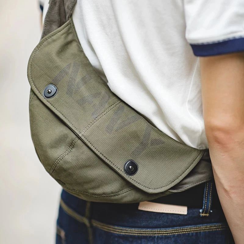 Retro Deck Herrevesker Military Canvas Messenger Crossbody Bryst Midjeveske Hatter Skulderbelteveske - Grønn