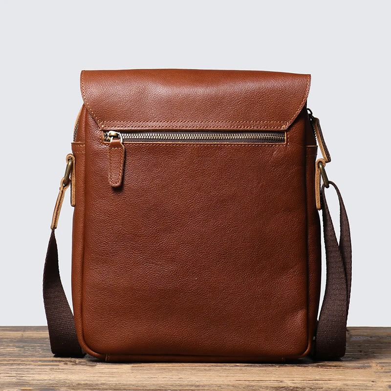 Skinnslyngevesker For Menn Vintage Veskeveske Vegetabilsk Garvet Skinn Crossbody - Kaffe