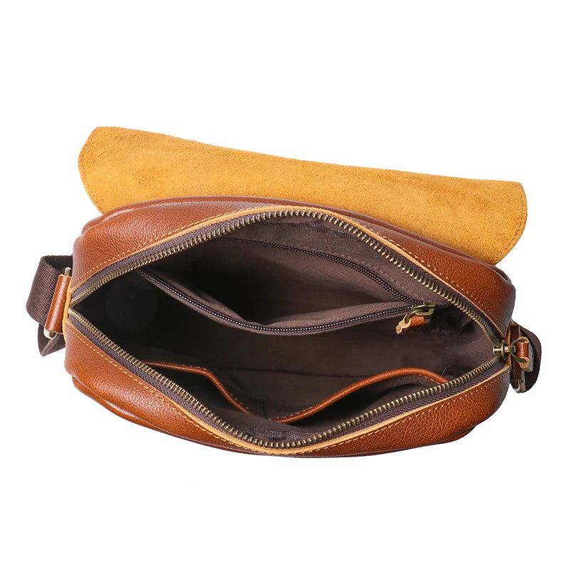 Skinnslyngevesker For Menn Vintage Veskeveske Vegetabilsk Garvet Skinn Crossbody - Kaffe